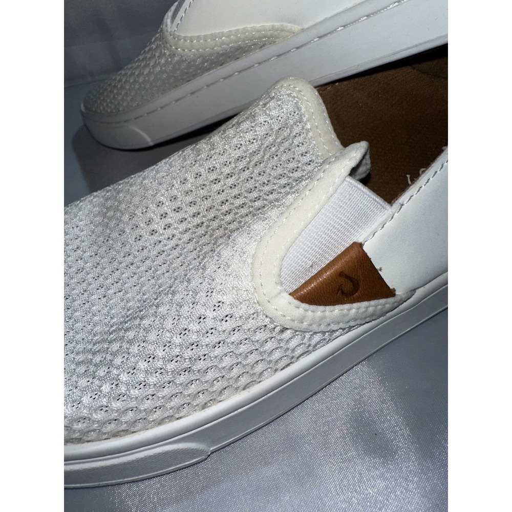 OluKai Pehuea Womens 7.5 White Mesh Slip On Sneakers 20271-WBWB Drop-In Heel - Picture 3 of 8